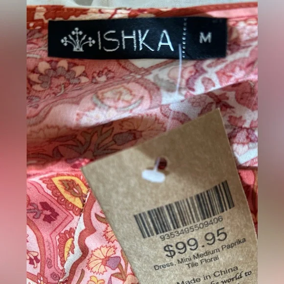 Ishka Mini Medium Paprika Tile Floral Dress - Picture 3 of 5